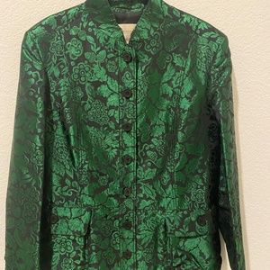 Burberry Green and Black Blazer with Intricate Pattern